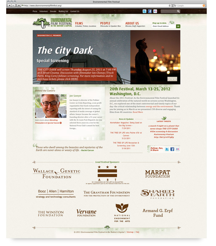 DC Environmental Film Festival home page website design