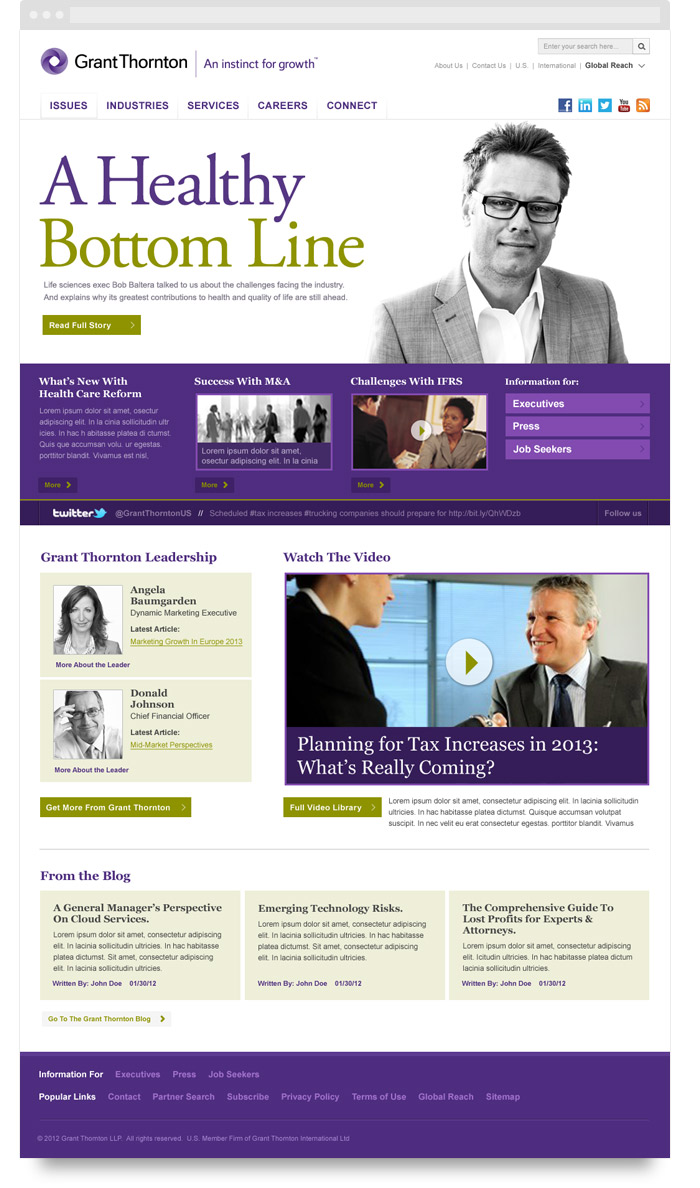 Grant Thornton home page website design