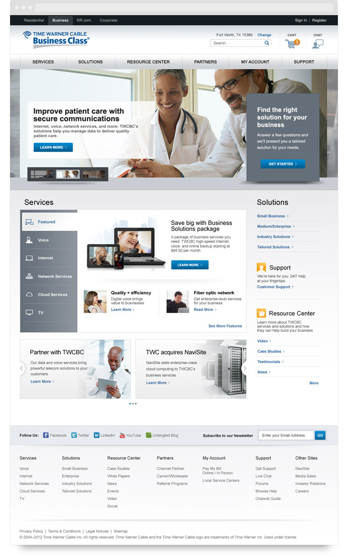 Time Warner Cable Business Class Home Page